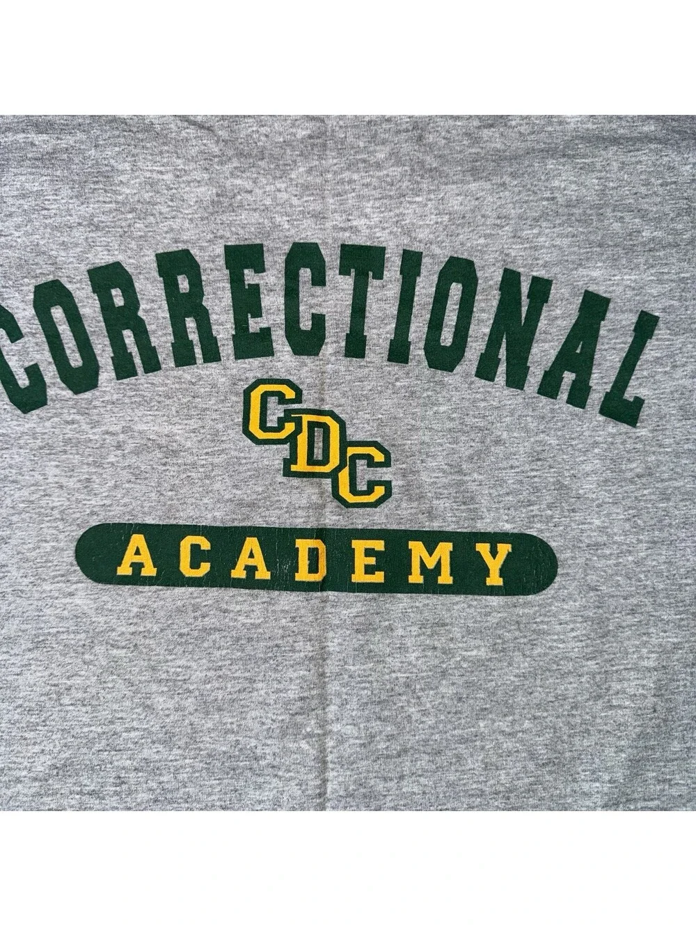 Vintage 90s Russell Athletic Correctional Academy T-Shirt XXL Gray Made USA Fit